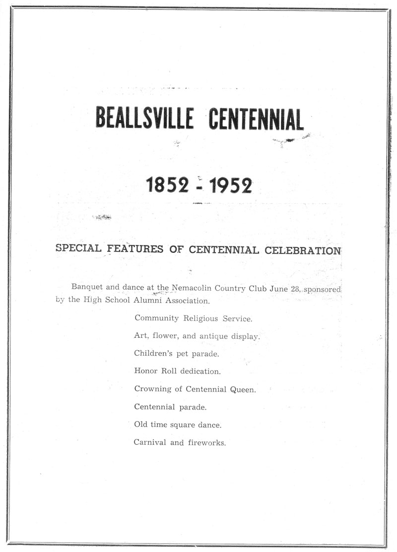 Beallsville Cemetery Centennial program page 3