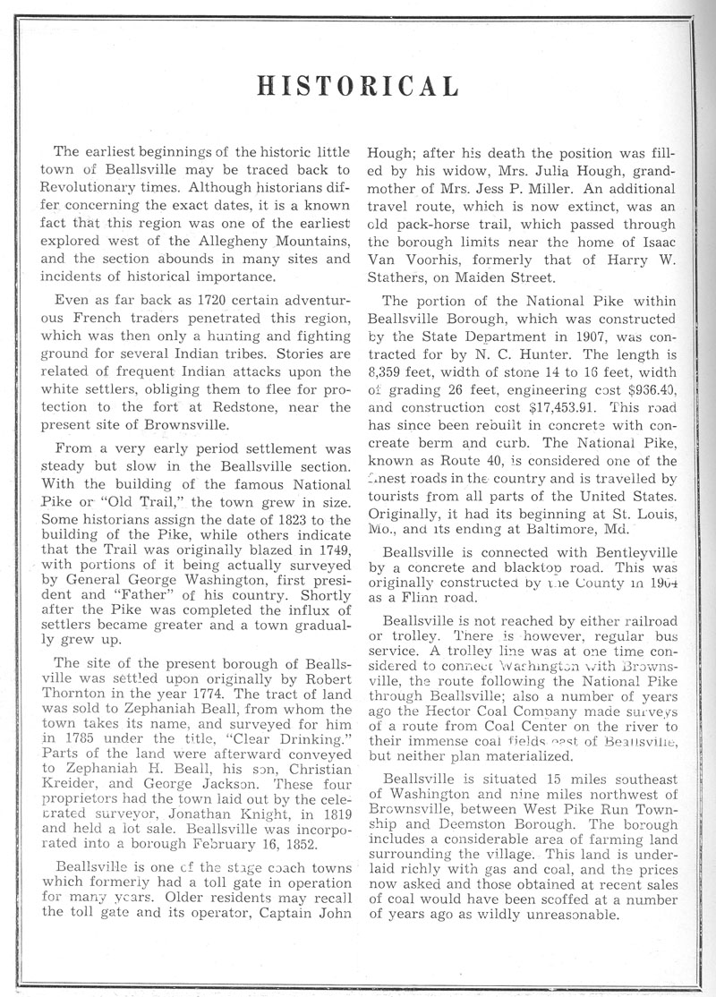 Beallsville Cemetery Centennial program page 6