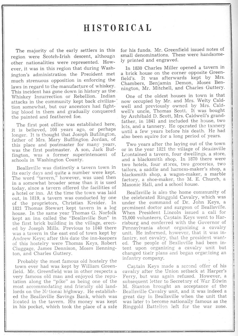 Beallsville Cemetery Centennial program page 8