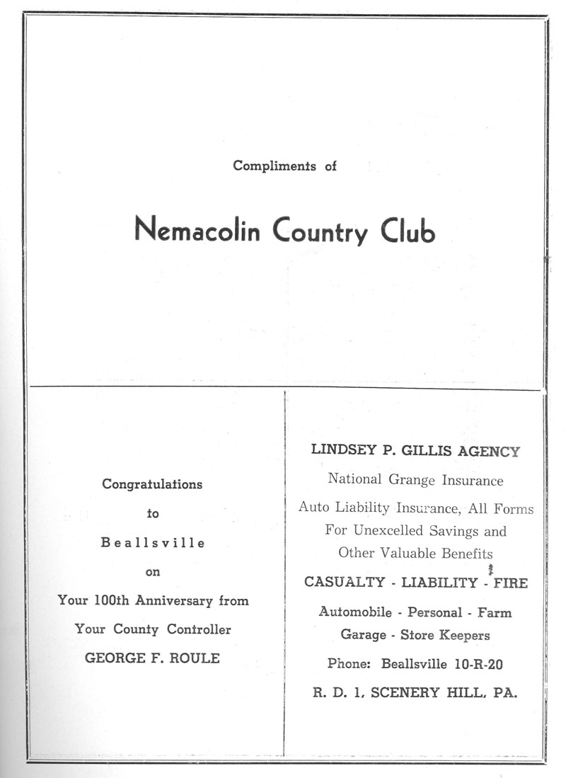 Beallsville Cemetery Centennial program page 31