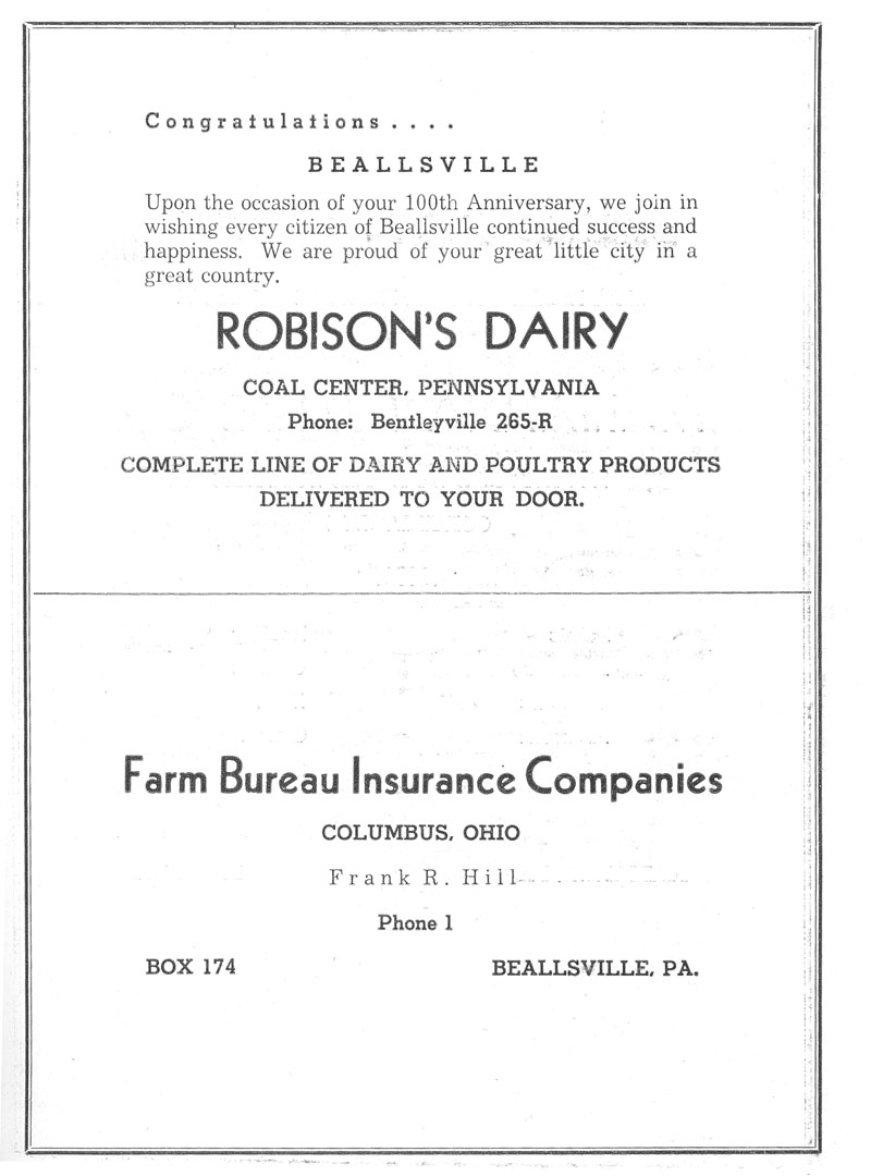 Beallsville Cemetery Centennial program page 39