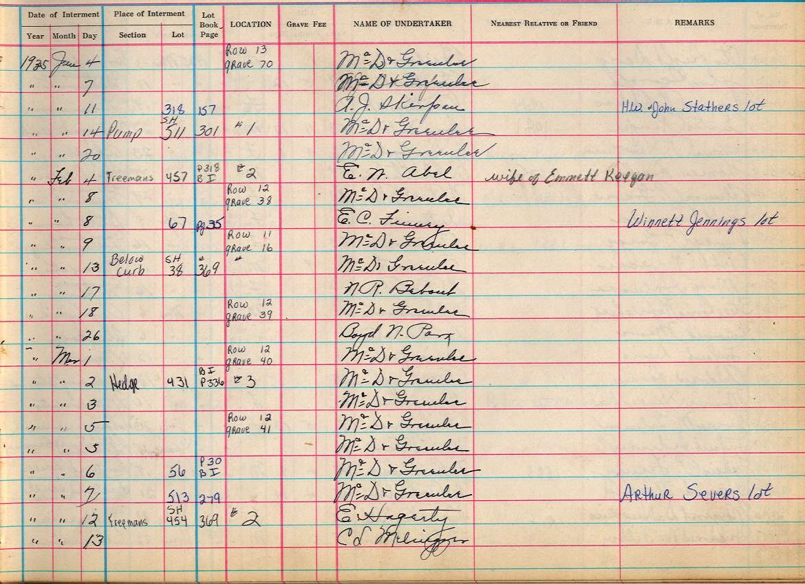 interment book 2 page 9a
