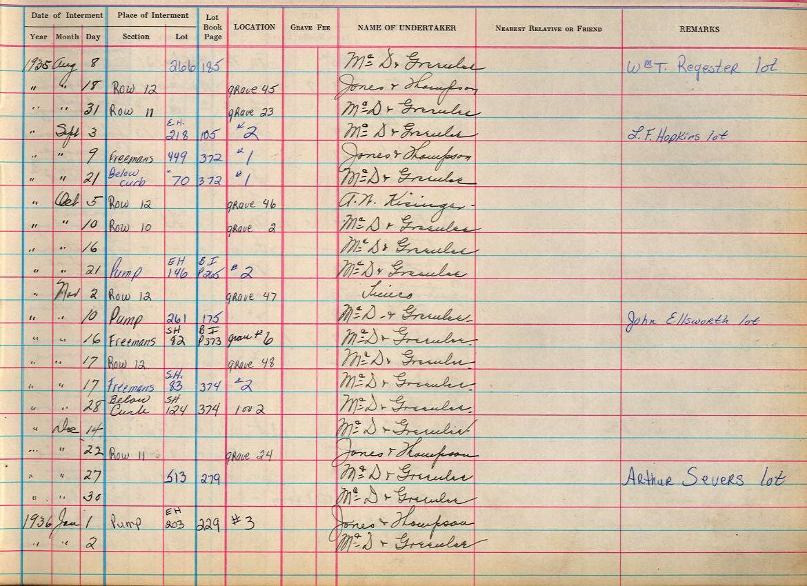 interment book 2 page 11a