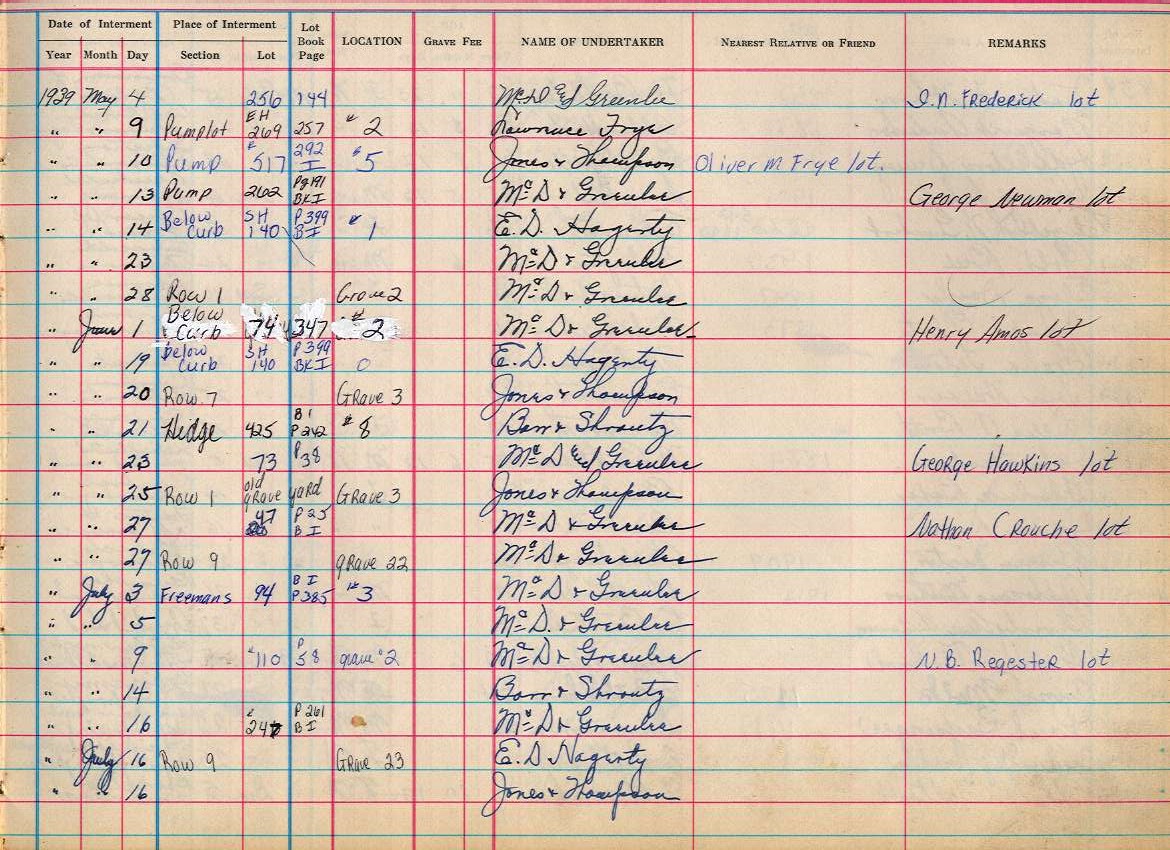interment book 2 page 23a