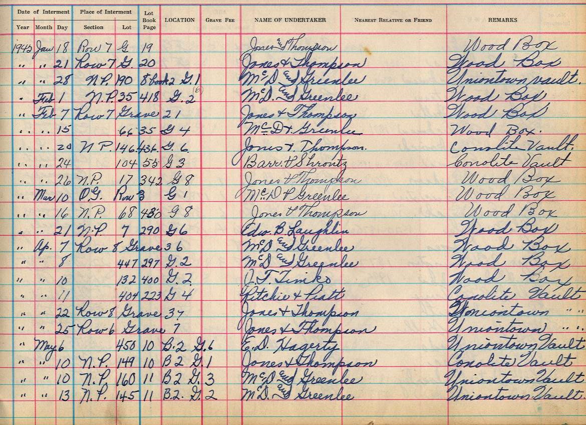 interment book 2 page 40a