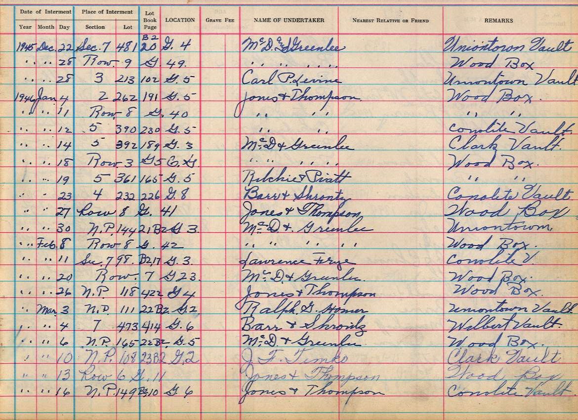 interment book 2 page 43a