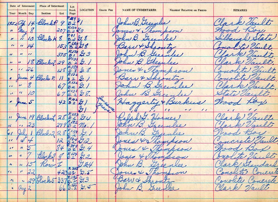 interment book 2 page 67a