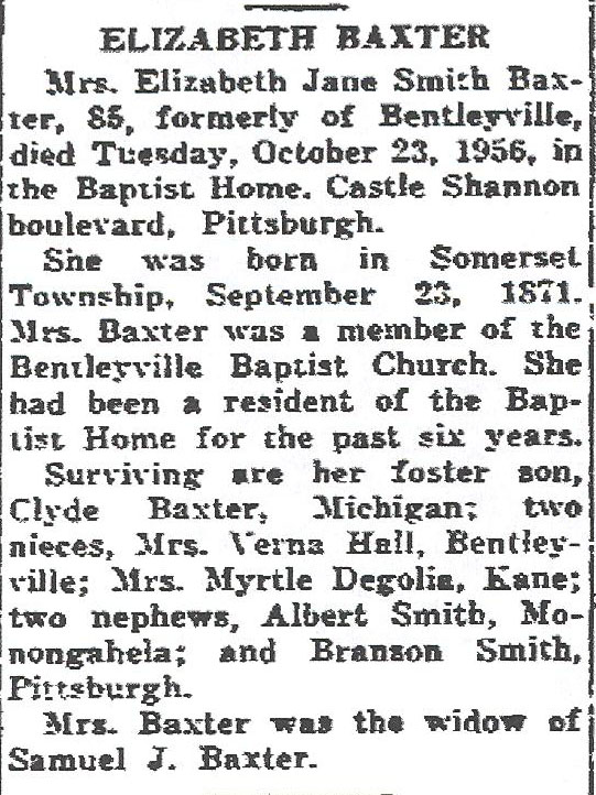 Elizabeth Jane Smith Baxter