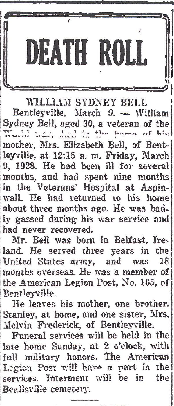 William Sydney Bell obit