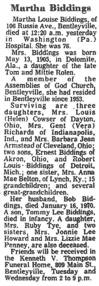 Martha Louise Biddings