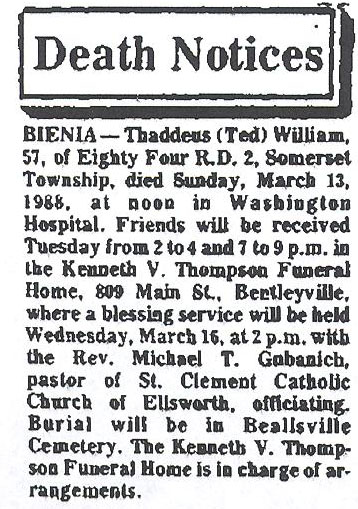 Thaddeus (Ted) William Bienia