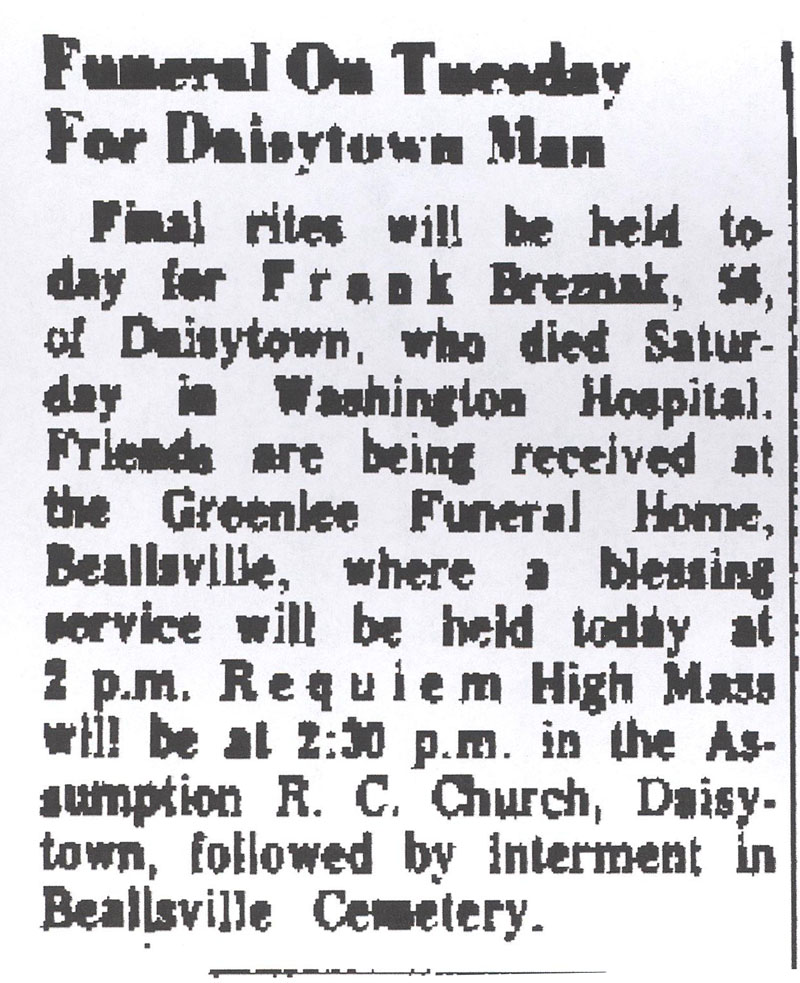 Frank Breznak obit