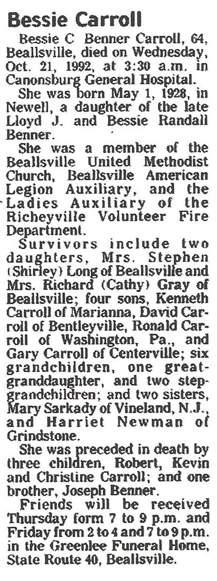 Bessie C. Benner Carroll