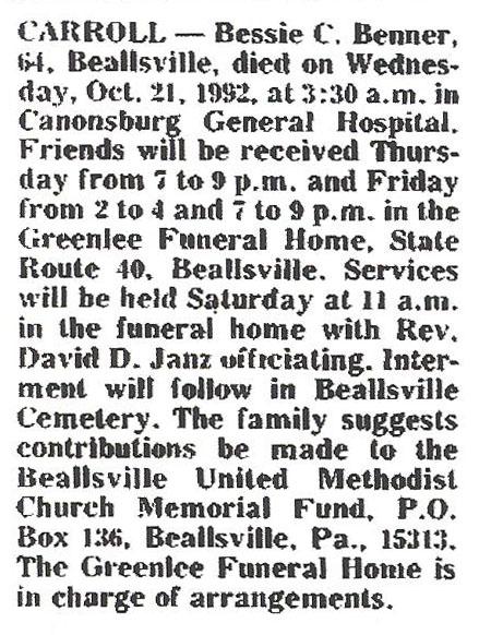 Bessie C. Benner Carroll