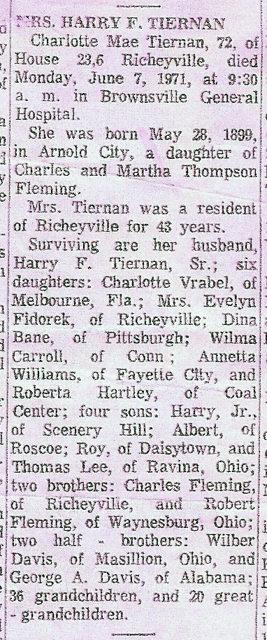 Charlotte Mae Tiernan obit