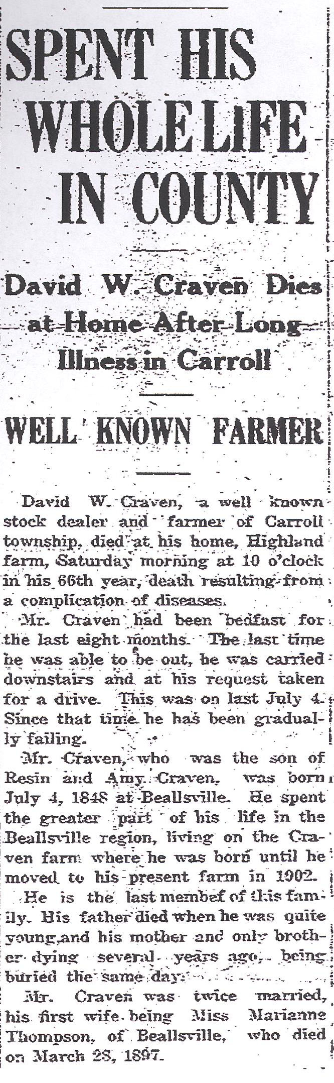 David W. Craven obit