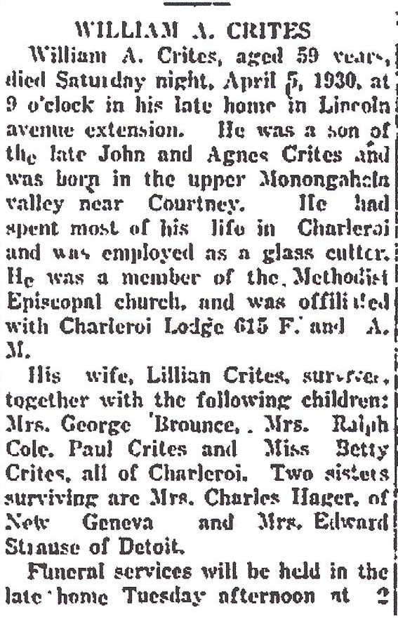 William A. Crites obit