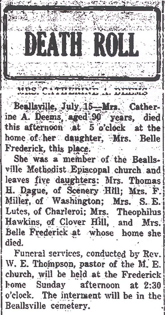 Catherine A. Deems obit