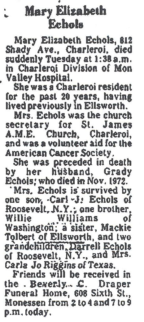 Mary Elizabeth Echols obit