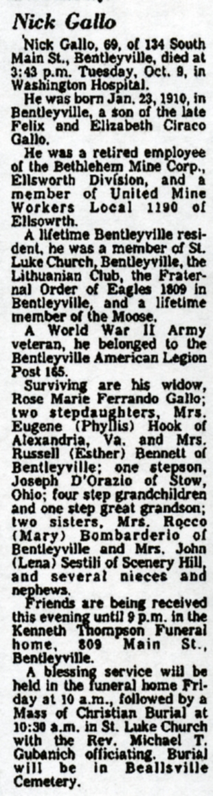 Nick Gallo obit