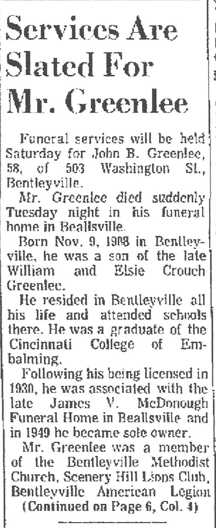 John B. Greenlee obit