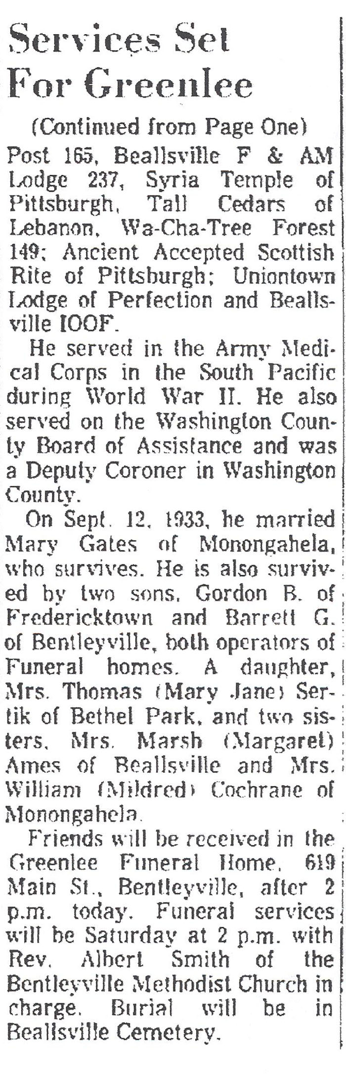 John B. Greenlee obit