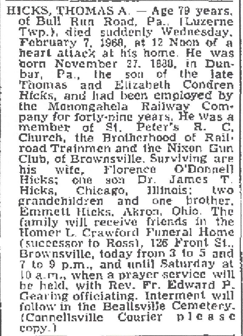 Thomas A. Hicks obit