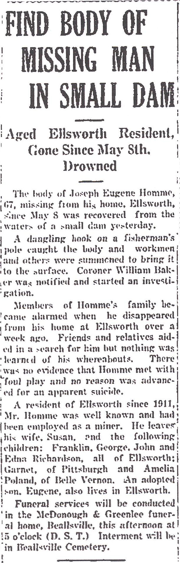 Joseph Eugene Homme obit