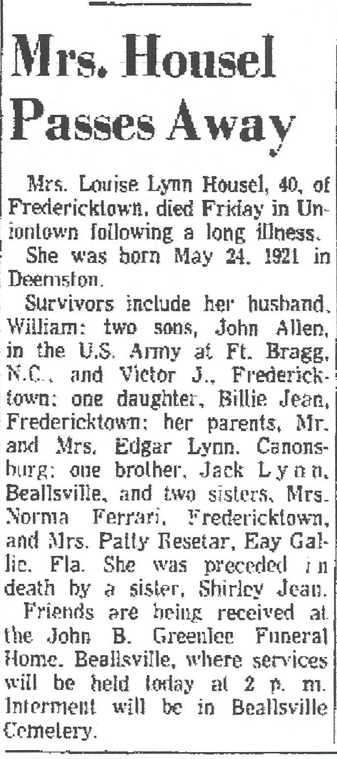 Louise Lynn Housel obit