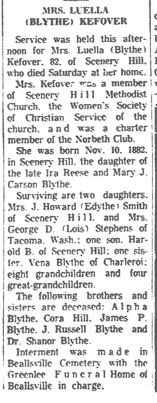 Luella Blythe Kefover