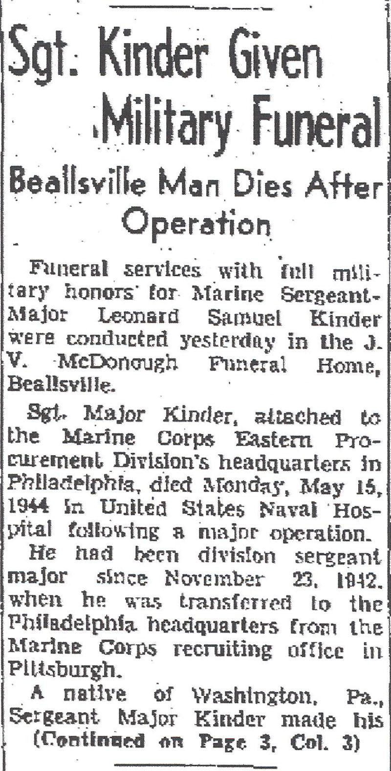 Leonard Samuel Kinder obit