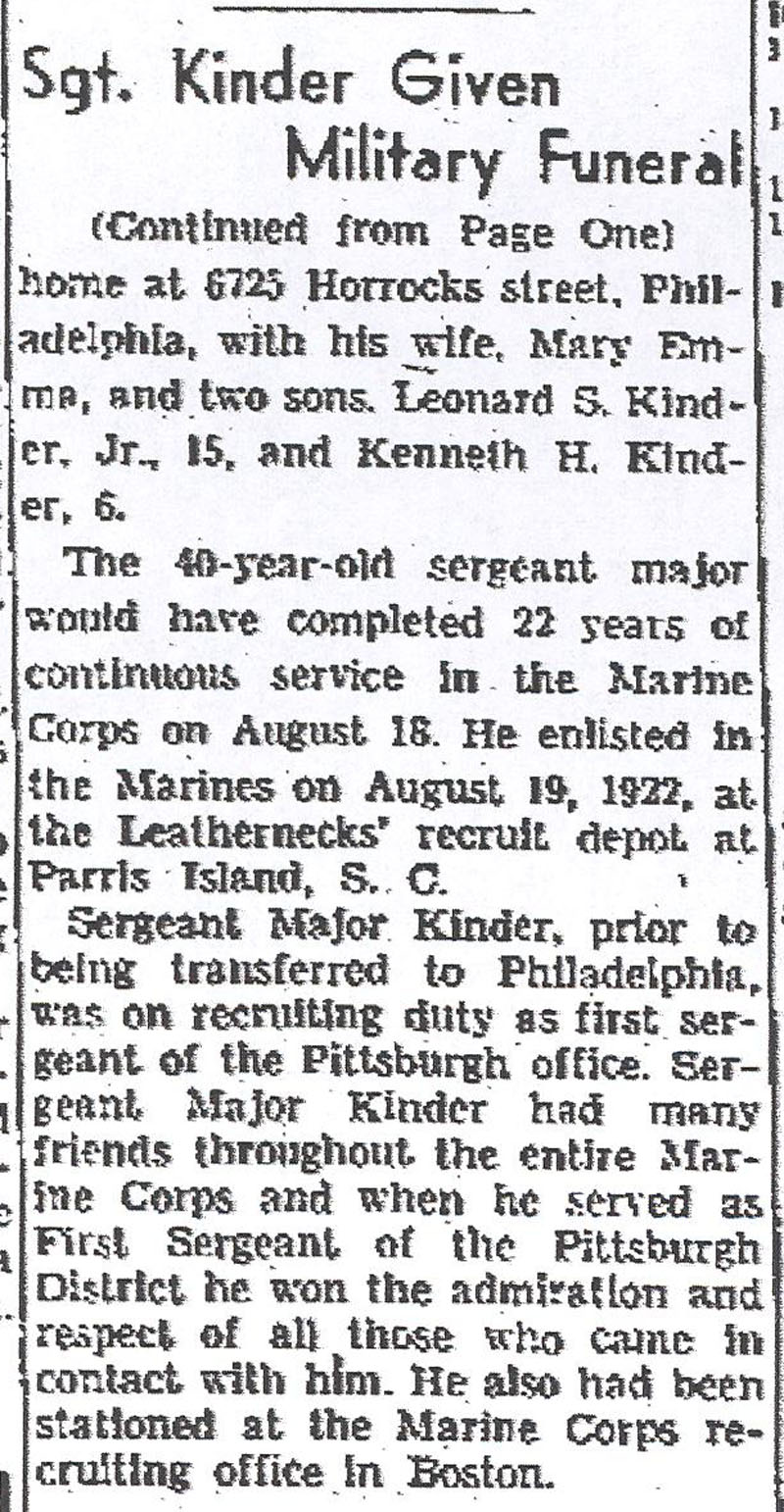 Leonard Samule Kinder obit