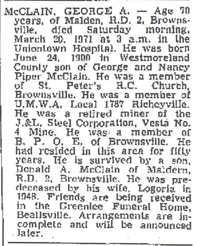 George A. McClain obit