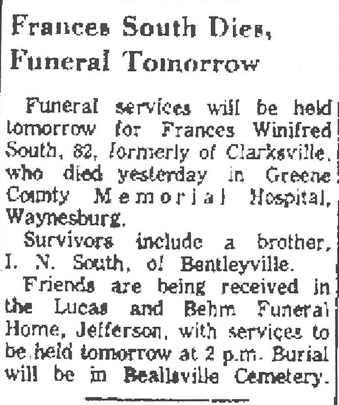 Frances Winifred South