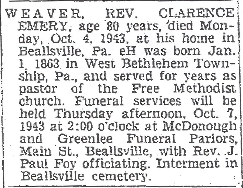 Clarence E. Weaver obit