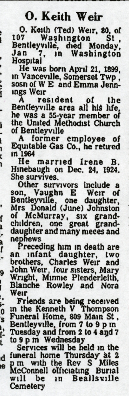 O. Keith Weir obit