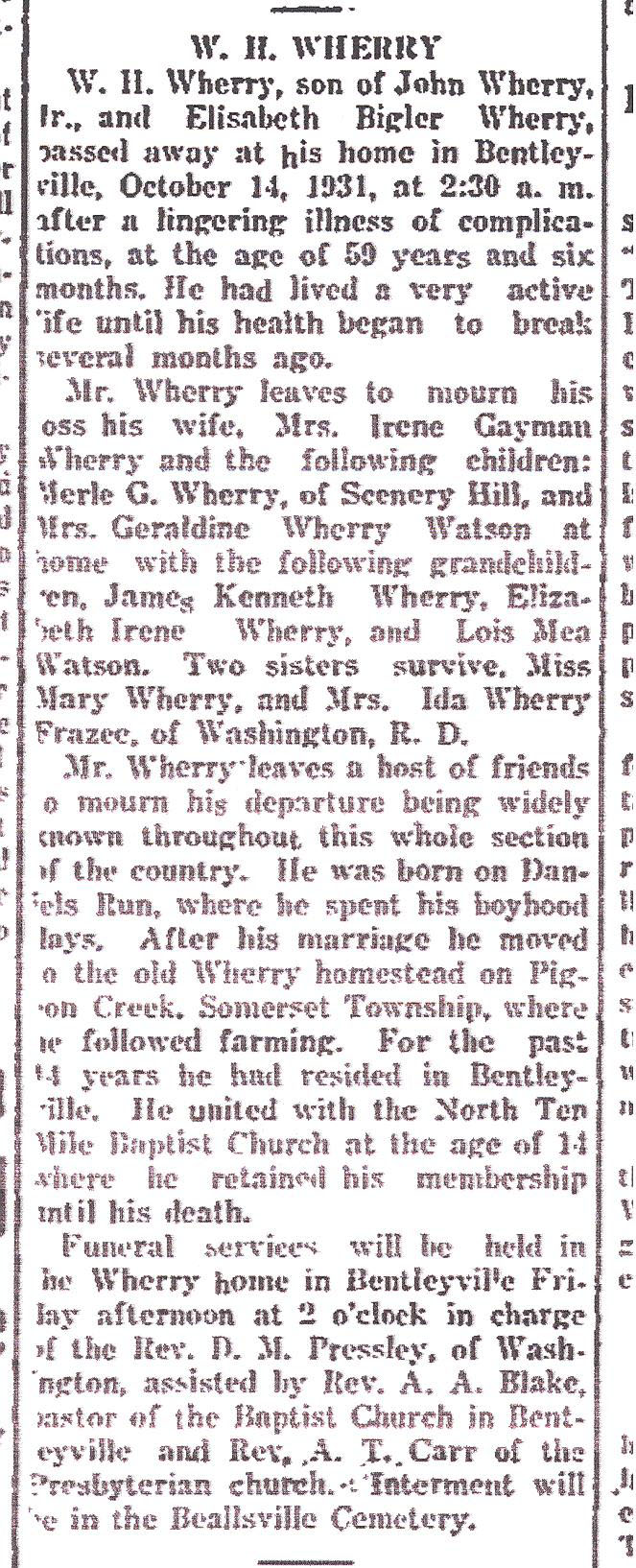W. H. Wherry obit
