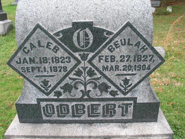 Caleb & Beulah Odbert Tombstone