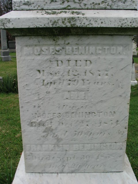 Moses Benington tombstone