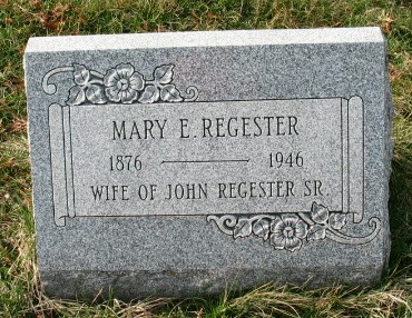 Mary E. Regester tombstone