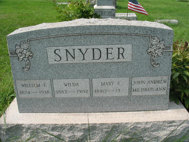 William T, Wilda, Mary E, John Andrew, Mildred Ann Snyder